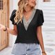 thumbnail image 4 of Fiudx Camisas para Mujer Blusa Holgada de Manga Corta con Cuello En V a La Moda para Mujer, 4 of 5