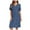 Blue, variant on Women's Modal Cotton Nightgown V Neck Pleated Long Sleep Dress Loose Fit Blue L