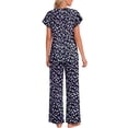 thumbnail image 3 of Fantaslook Flower Womens Pajamas Sets Two Piece Casual Lounge Sets Ruffle Sleeve Tops Wide Leg Pants with Pockets Summer Sleepwear Travel Outfits, 3 of 7