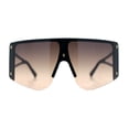 thumbnail image 4 of Womens Oversized Shield Curved Wrap Flat Top Half Rim Plastic Sunglasses Black - Brown, 4 of 8