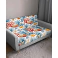 thumbnail image 3 of Red Blue Coral Coastal Sofa Couch Cushion Covers Washable, Removable Stretchable Sectional Couch Covers, Nautical Summer Beach Ocean Slipcovers for L & T Shape Sofa Furniture Protector M Size 1 pc, 3 of 7