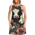 thumbnail image 1 of Balery Vintage Sunflower Cow Vestidos de verano para mujer con estampado: vestido holgado sin mangas, vestido playero informal y cómodo para días calurosos., 1 of 7