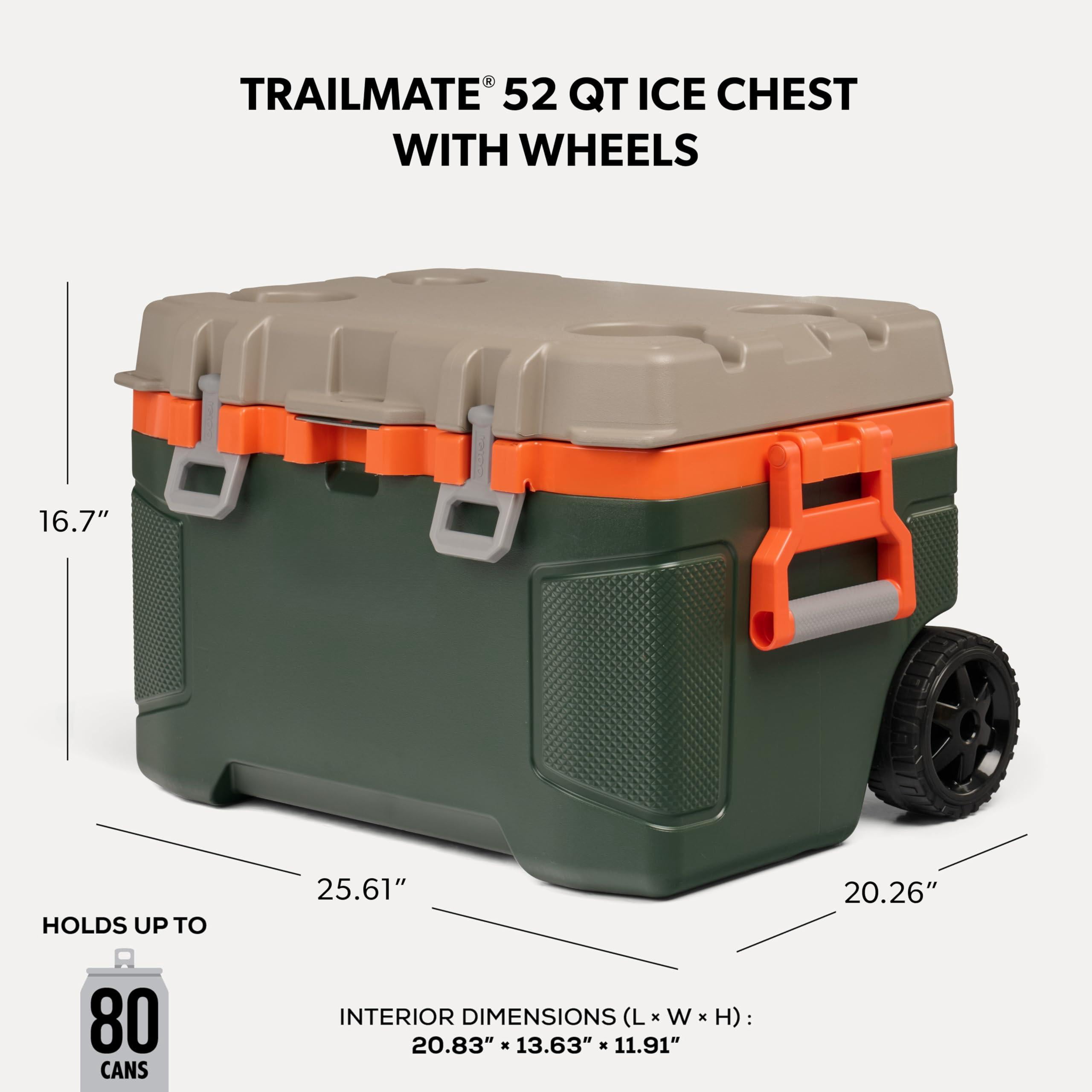 Trailmate 52qt Wheeled Cooler  Insulated Hard Shell Ice Chest Sportsman