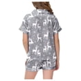 thumbnail image 3 of GDREDA Pyjamas pour Filles Ensemble de Pyjama de Noël Classique Imprimé Col Boutonné Manches Courtes & Shorts (Violet, 2-3 Ans), 3 of 6