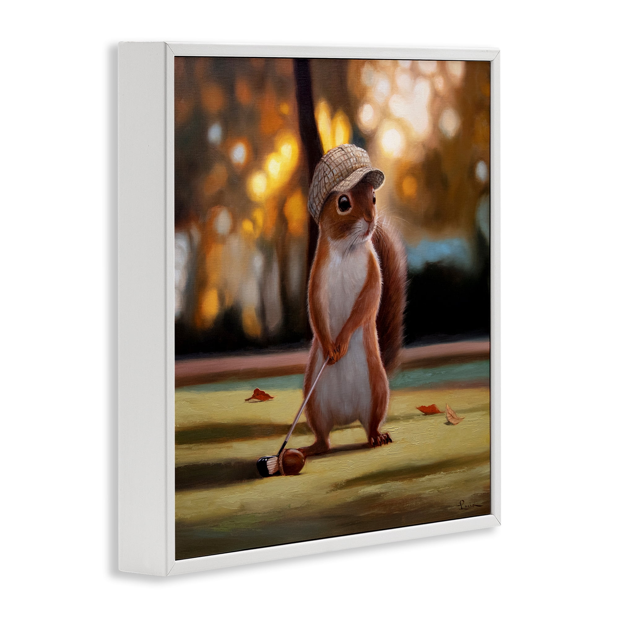 Stupell Industries Golf Nut Squirrel White Framed Giclee Art, design by Lucia Heffernan