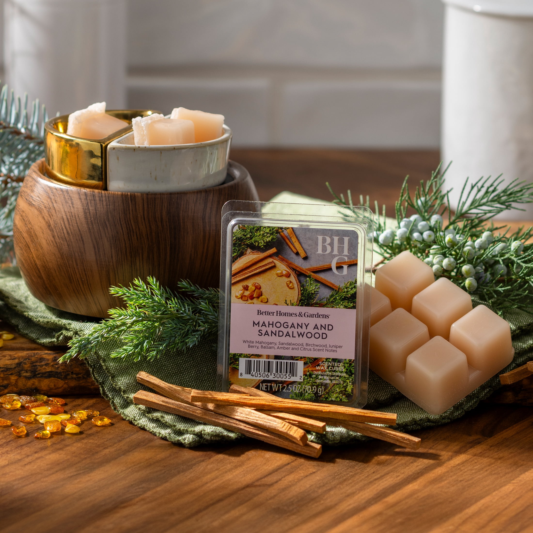 (10 pack) Better Homes & Gardens Mahogany and Sandalwood Scented Wax Melts, 2.5 oz