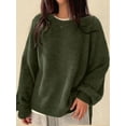 thumbnail image 5 of Women'S Oversized Sweaters Long Sleeve Crew Neck Fuzzy Knit Casual Chunky Pullover Sweater Fall Olive Green XL, 5 of 7