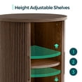 thumbnail image 6 of LINSY HOME Fluted Round End Tables for Living Room, Nightstand for Bedroom with with Sliding Tambour Door and Adjustable Shelves, Walnut(1 Pcs), 6 of 7