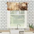 thumbnail image 3 of Coffee Theme Kitchen Valance Curtains Cafe Beans Cake Rod Pocket Valances for Bedroom Living Room Dining Room 54 by 18 in, 2 Panel, 3 of 6