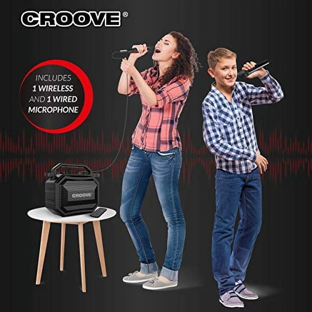 Karaoke Machine With 2 Wireless & Wired Microphones Portable Pa Speaker System