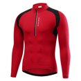 thumbnail image 1 of Wosawe Men's Half-Zip Cycling Jersey - Breathable, Quick-Dry, Reflective for Outdoor Sports - Red, Size L, 1 of 6