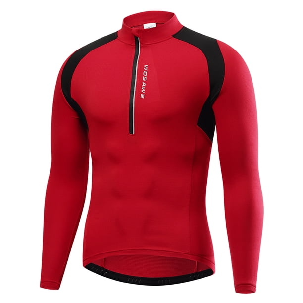 TFixol Hombres Media Cremallera Manga Larga Ciclismo Jersey Secado Rápido Transpirable