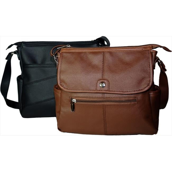 Leather in Chicago kp0091bk Cowhide Leather Messenger Bag in Black