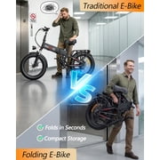 20 Inch Fat Tire Electric Bicycle for Adults, 1500W Peak Motor Folding Ebike, 48V 20AH Battery, 30-60 Miles Pas Range, Up to 31MPH Off-Road Foldable Ebike