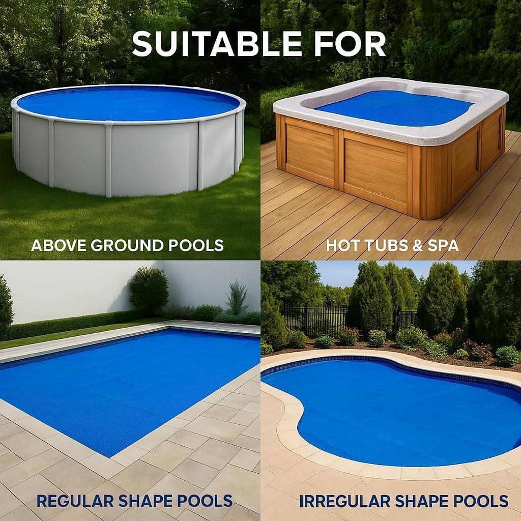 SunHeater Pool Solar Blanket - Trimmable Rectangular Pool Solar Cover, 12 Mil, 18' x 36'