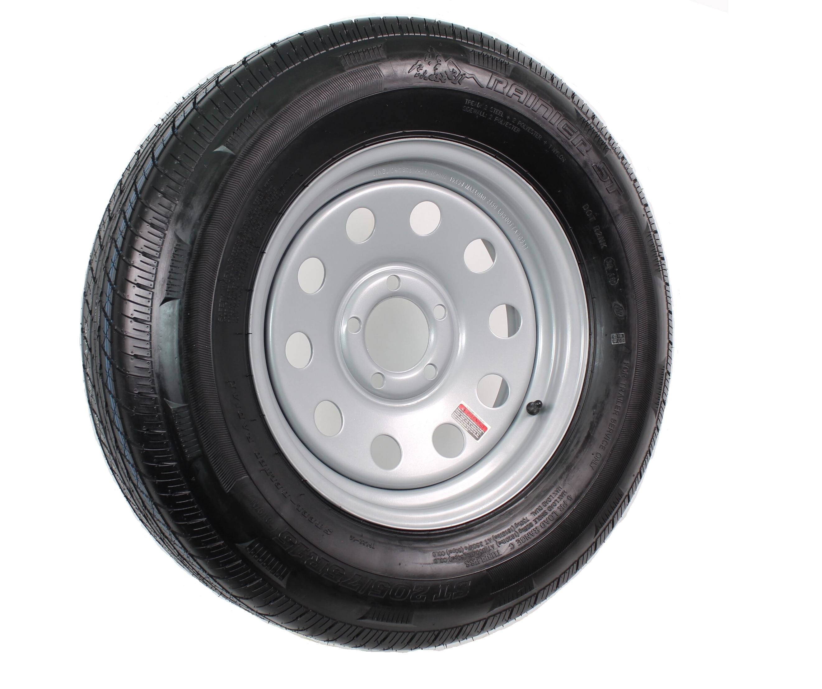 Radial Trailer Tire On Rim St205 75r15 D Load Range 5 5 Silver Modular Wheel Walmart Com Walmart Com
