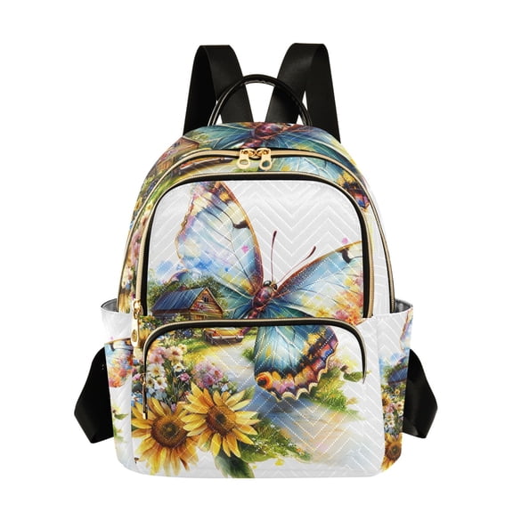 ALAZA Butterfly Sunflowers Womens Travel Laptop Backpack Large Daypack Ladies Shoulder Bags S
