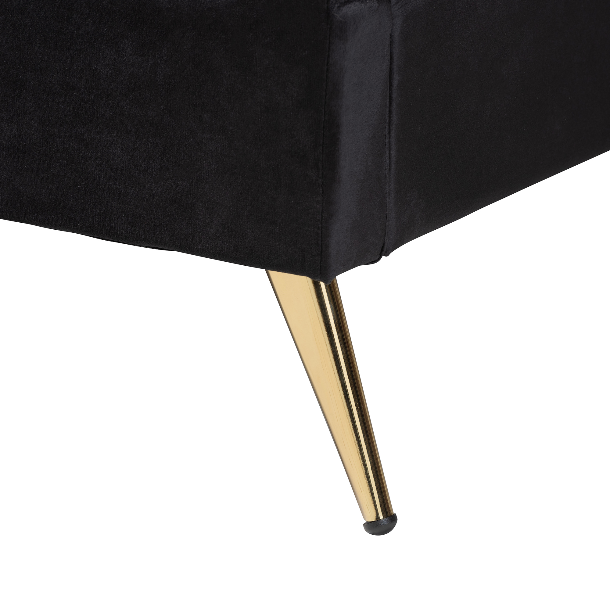 Baxton Studio Oxley Traditional Glam and Luxe Black Velvet and Gold Metal Queen Size Panel Bed