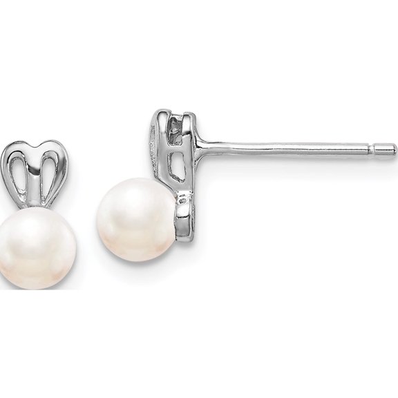 Sterling Silver Rhodium-Plated Fw Cultured Pearl Earrings (10 X 5) Made In China qbe20jun