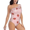 thumbnail image 3 of Haiem Hand Drawn Strawberry Women's One Piece Swimsuits Tummy Control One Shoulder Bathing Suits Ruffle Swimwear-XX-Large, 3 of 8