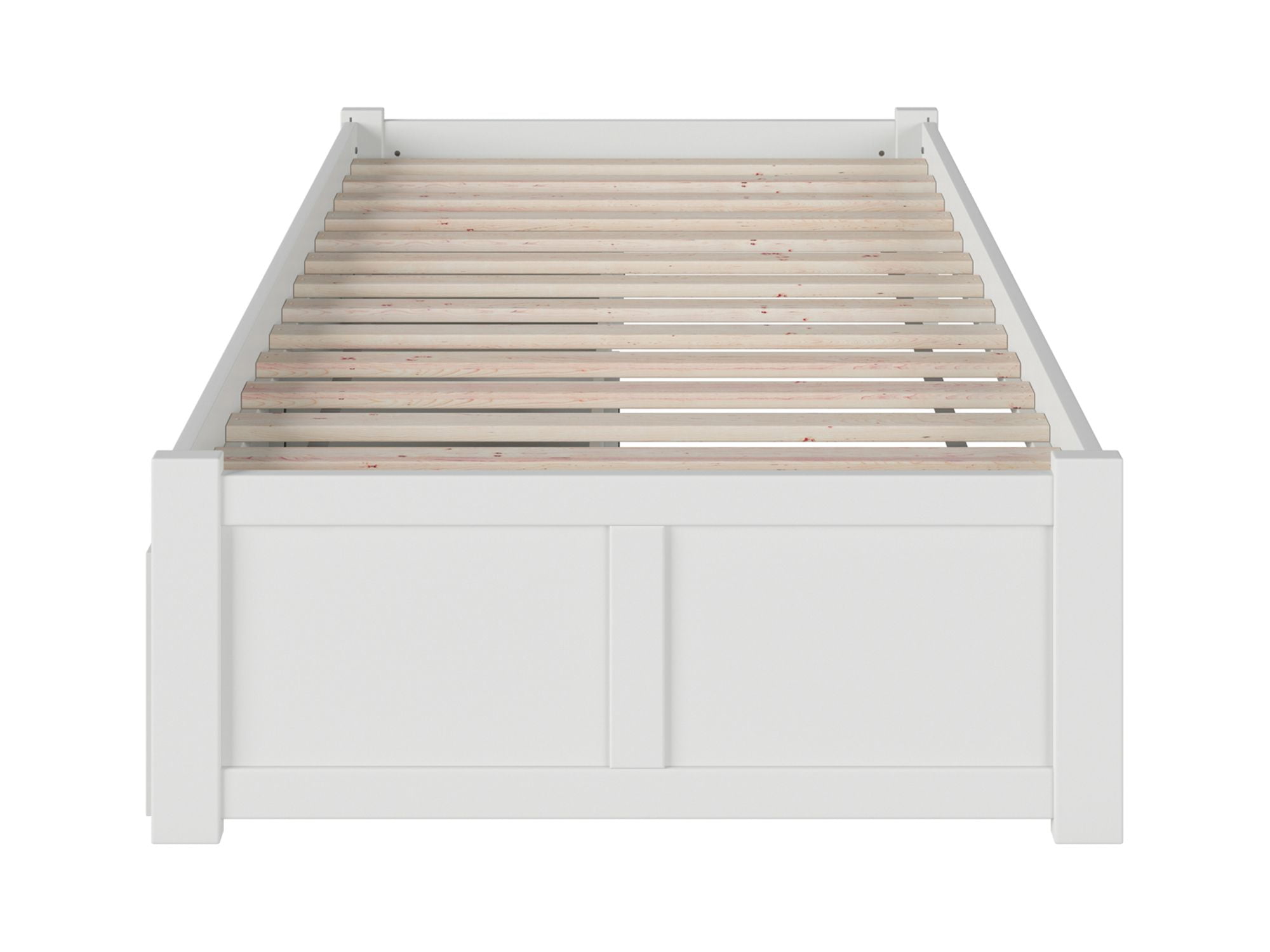 AFI Concord Twin Solid Wood Platform Bed with Footboard & 2 Storage Drawers in White