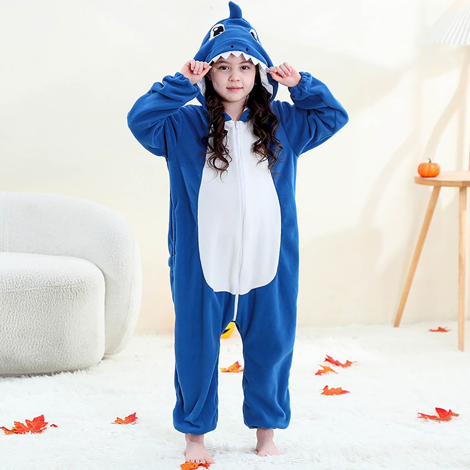 FYDUU Unisex Kids Animal Onesie Hooded Romper Flannel Jumpsuit Autumn Winter Christmas Cartoon Clothing Cozy Jumpsuits One-Piece Sleepwear Outfit 11-12 Years