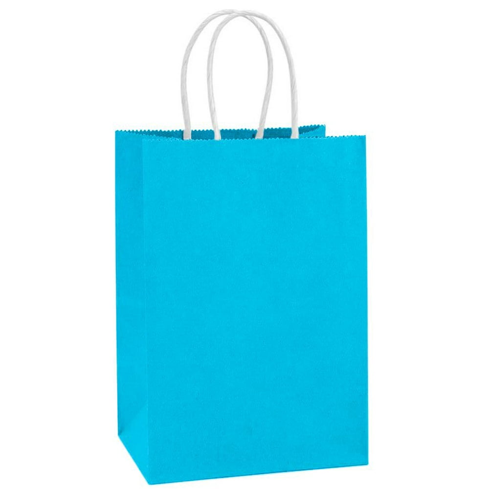 Gift Bags 5.9x3.15x8.26 inch Paper Bags Small Kraft Blue Gift Bags Bulk with Hanldles for