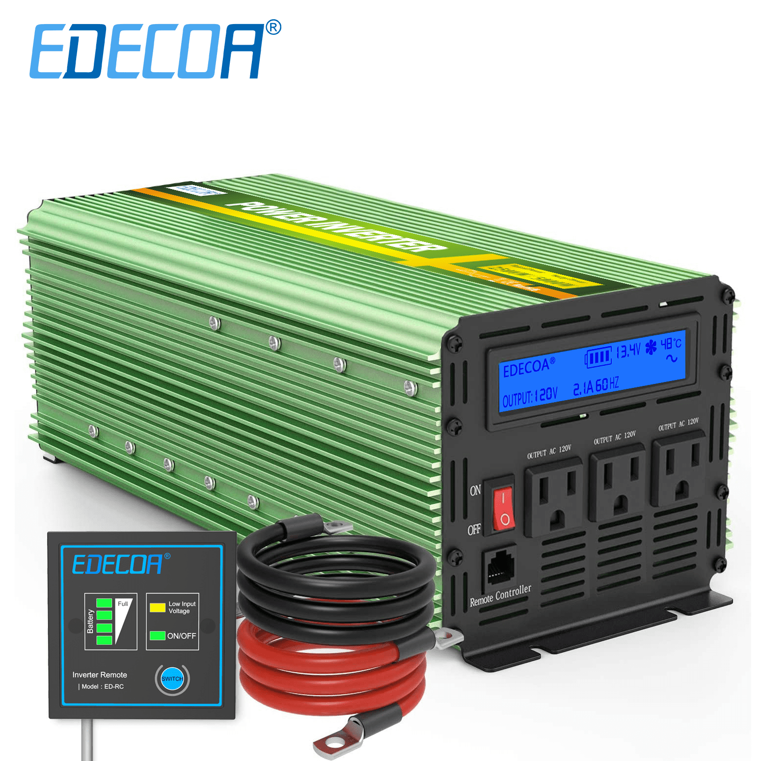 2500W Power Inverter Pure Sine Wave 12V dc 110V 120V ac LCD Truck Car