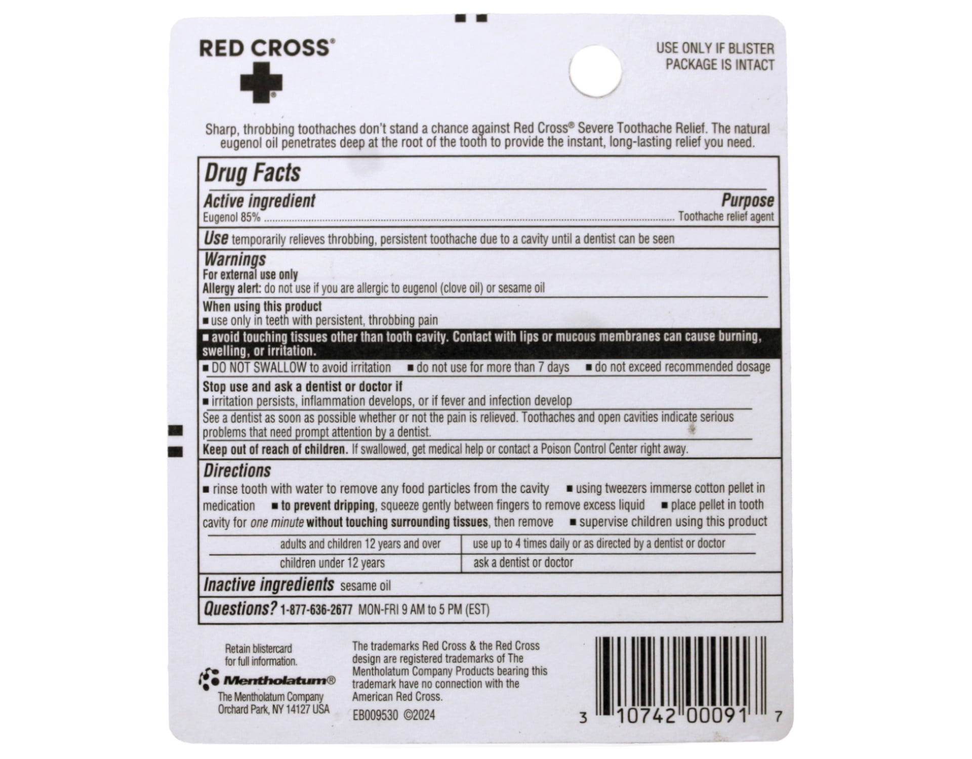 Red Cross Toothache Complete Natural Eugenol Medication Kit, 0.12oz, 7-Pack