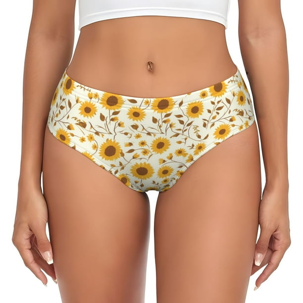 Fotbe Brown Leaf Sunflower Calzones Estampados para Mujer – Ropa Interior de Algodón, Cómoda, Suave y Elástica-XX-Large
