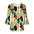 thumbnail image 5 of AOOCHASLIY Clothess Trendy Women Tops Women Loose 3/4 Sleeves T-shirt V Neck Blouse Casual Fashion Printed Tops, 5 of 5