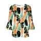 thumbnail image 5 of Blusa de verano para mujer con estampado de pliegues sexy y mangas 3/4 con cuello en V y botones OAVQHLG3B Store  lin121212, 5 of 5