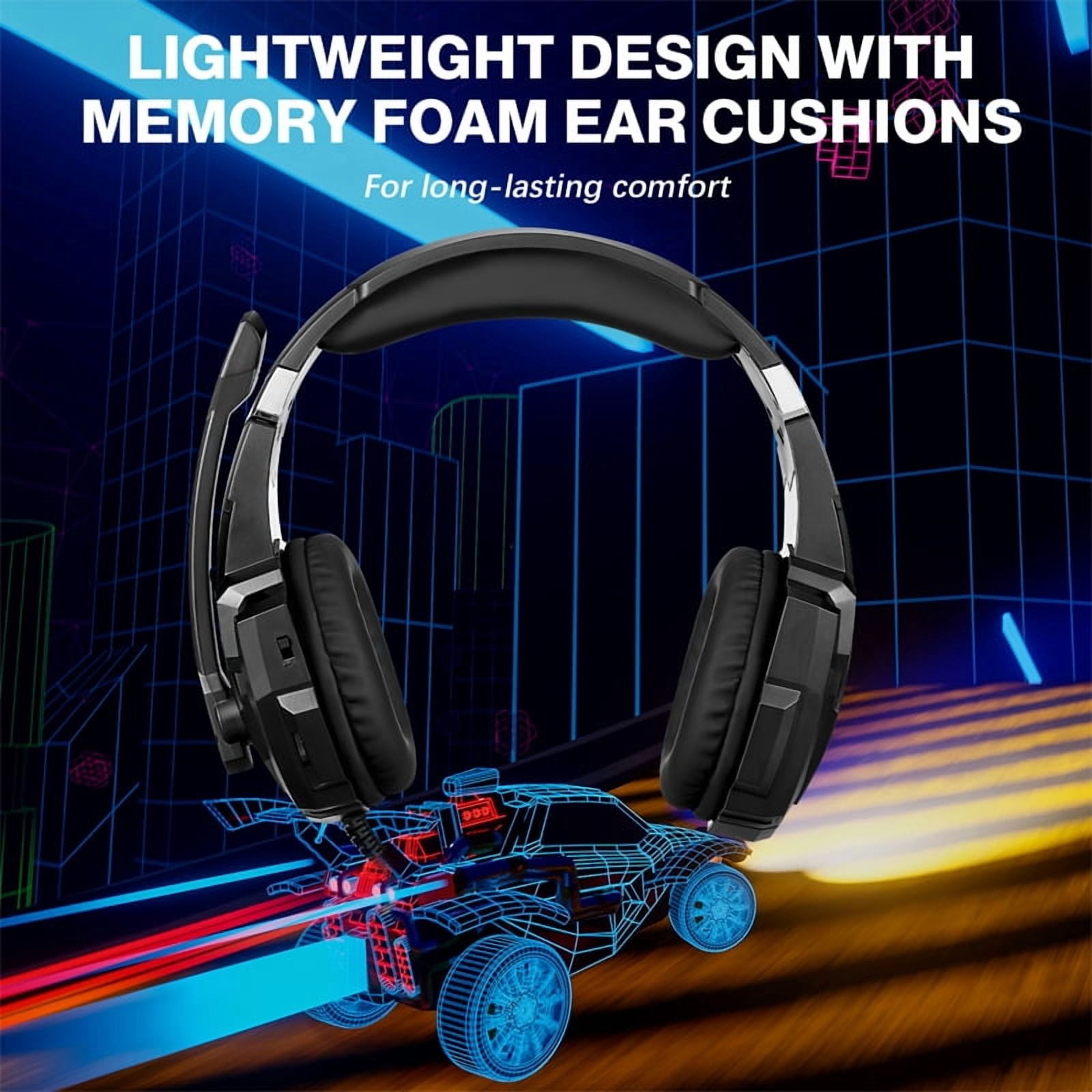 YUOY Gaming Headset for PC, PS4, PS5, Xbox & Switch – 7.1 Surround Sound, Noise Cancelling Mic, RGB Lights, Over-Ear Comfort