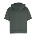 thumbnail image 3 of zfwon Mens 1/4 Zip Jumper Short Sleeve Drawstring Hooded Sweatshirts Plain Color Pullover with Pockets Outdoor Workout Gym Sports Pullover Fall Winter Warm Fleece Tops, 3 of 5