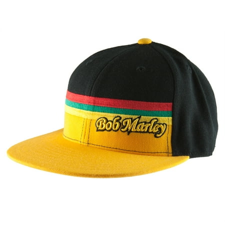 - Bob Marley - Yellow Rasta Stripe Fitted Cap