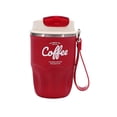 thumbnail image 2 of Coffee Vacuum Flask – Portable Stainless Steel Insulated Travel Mug, 12oz Temperature Display Mug, Stainless Steel Insulated Water Bottle With Lid And Handle Strap, Water Bottle Leak (Red), 2 of 10