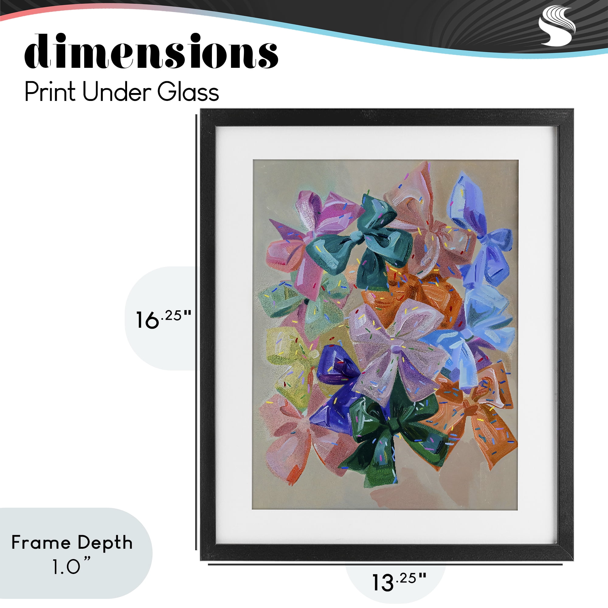 Stupell Industries Bright Bows Cluster with Sprinkles Black Framed Print Under Glass, design by The Prints Vibe