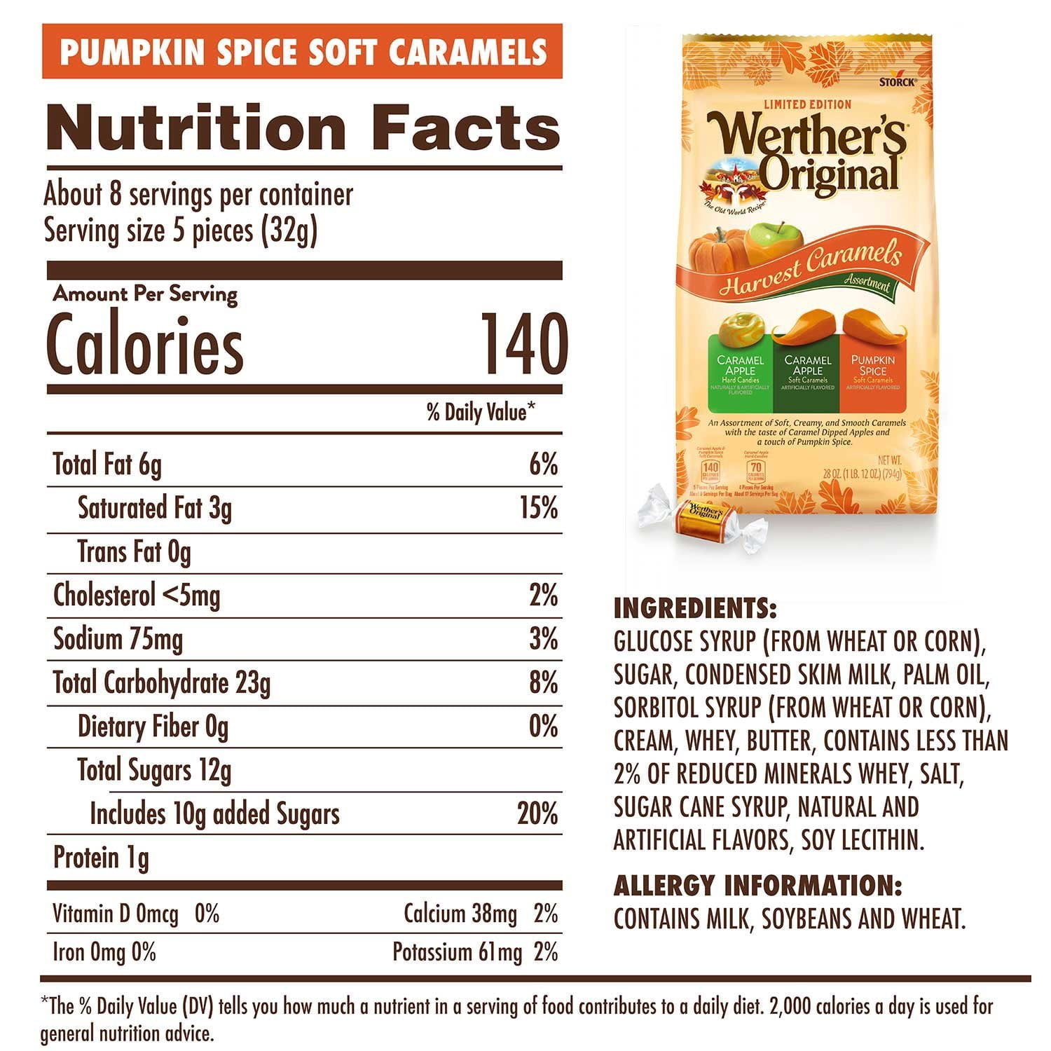 Werther's Original Individually Wrapped Harvest Caramel Assortment, 28 Ounce