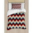 thumbnail image 3 of Chevron Duvet Cover Set, Triangle Abstract Geometrical Detailed Retro Vintage Image, Decorative 3 Piece Bedding Set with 2 Pillow Shams, King Size, Pale Blue Navy Blue, by Ambesonne, 3 of 3