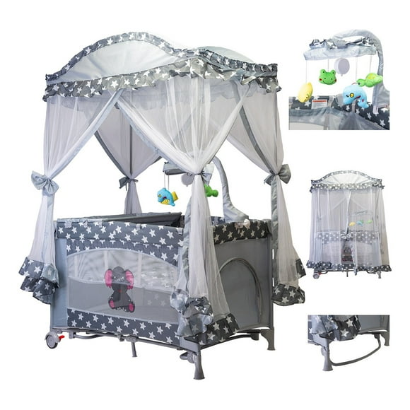 Cuna Corral Mecedor Starkids S12-7 con cambiador Gris