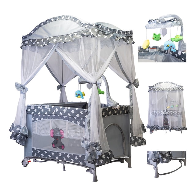 Cuna Corral Mecedor Starkids S12-7 con cambiador Gris