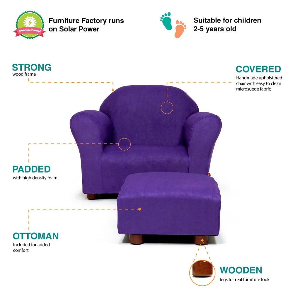 Roundy Childrens Chair Microsuede Grey with ottoman
