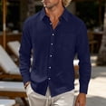 thumbnail image 2 of Thousandth Men Linen Long Sleeve Button Down Shirt Casual Plus Size Loose Fit Shirt Lightweight Tops Outdoor Work Shirts for Men, 2 of 8