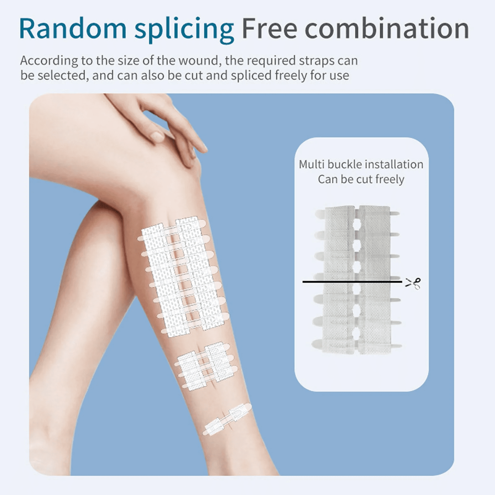 First Aid Advanced Quick Clotting Combat Hemostatic Gauze 3" x 12.5' - Emergency Zip Stitch Wound Closure Strips, Sutures Butterfly Bandaids, Surgical Laceration Repair Without Stiches