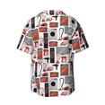 thumbnail image 5 of Uemuo Modern Life Pattern Cotton Linen Short Sleeve Shirts,Casual Lightweight Button Down Shirts,Vacation Beach Summer Tops-Small, 5 of 7
