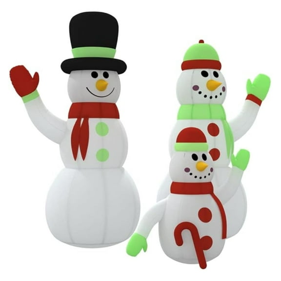 - Multicolor Inflatable Christmas Yard Decoration - Snowman Family with , Quick Inflation, 16 ft Size, Made of Durable Fabric, 100–240V Input