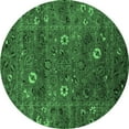 thumbnail image 1 of Ahgly Company Indoor Round Oriental Emerald Green Traditional Area Rugs, 3' Round, 1 of 4