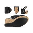 thumbnail image 2 of BLISSFUL STEP Women's Shoes Lace Platform Wedge Slingback Open Toe Buckle Sandals  Black 7, 2 of 6