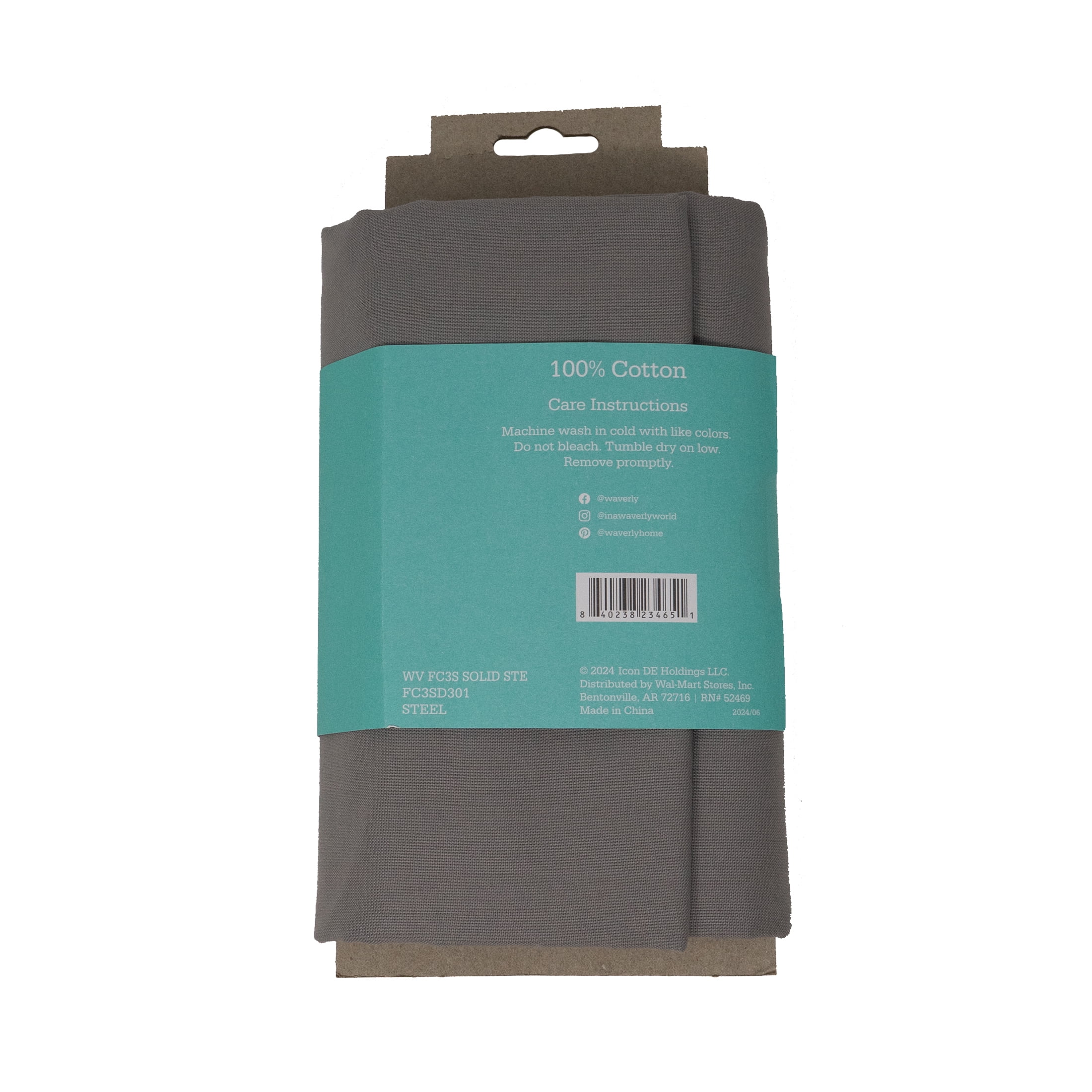 (2 pack) Waverly Inspirations 3 Yard Cut 100% Cotton Solids Fabric, Steel, 44" Wide for Quilting & Sewing
