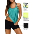thumbnail image 4 of Womens Blouson Striped Printed Strappy T-Back Push up Tankini Top with Shorts, 4 of 6